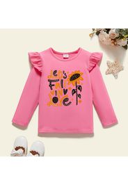 Toddler Girl Graphic Sunflower Print Ruffled Long-sleeve Tee