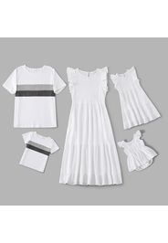 100% Cotton Solid White Family Matching Sets