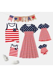 Family Matching Stars and Stripes Print Short-sleeve Dresses and Tank Tops Sets