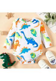 Baby Boy Multicolor Cartoon Dinosaur Long-sleeve Romper Onesie