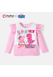 Peppa Pig Toddler Girl Letter Print Colorblock Flutter-sleeve Tee