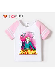 DC Super Friends Kid Boy/Girl Striped Letter Print Short Raglan Sleeve Cotton Tee