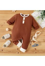 100% Cotton Solid Waffle Long-sleeve Baby Jumpsuit