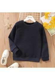 Kid Boy/Kid Girl Casual Textured Solid Color Pullover Sweatshirt