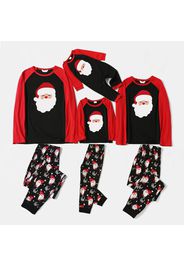 Christmas Santa and Letter Print Red Raglan Family Matching Long-sleeve Pajamas Sets(Flame Resistant)