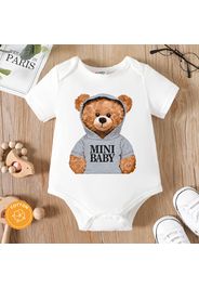 Baby Boy 95% Cotton Short-sleeve Teddy Bear Print Romper