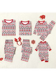 Christmas All Over Print Red Family Matching Long-sleeve Pajamas Sets (Flame Resistant)