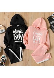 2-piece Toddler Boy/Girl Letter Print Hoodie Sweatshirt and Colorblock Pants Set