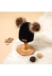 Toddler/ Kid Double Pompon Decor Solid Color Knitted Hat