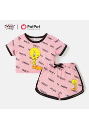 Looney Tunes 2pcs Kid Girl Letter Print Short-sleeve Pink Tee and Shorts Set