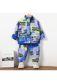 2-piece Toddler Boy/Girl Letter Print Tie Dye Sweatshirt and Pants Set