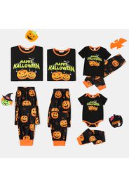 Halloween Pumpkin & Letter Print Family Matching Short-sleeve Pajamas Sets (Flame Resistant)