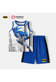 Justice League 2-piece Kid Boy Figure Print Tank Top and Elasticized Colorblock Shorts Set