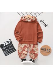 2-piece Toddler Boy/Girl Leaf Print Hoodie Sweatshirt and Pants Set