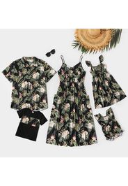 Mosaic Floral Print Family Matching Black Sets