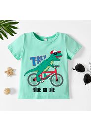 Toddler Boy Graphic Dinosaur and Bicycle and Letter Print Short-sleeve Tee
