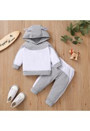 2-piece Baby Girl/Boy Colorblock Ear Design Hoodie Sweatshirt and Pants Set