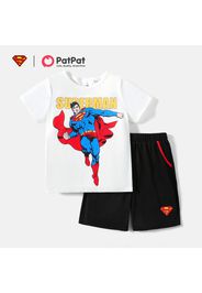 Justice League 2pcs Kid Boy Letter Print Short-sleeve Tee and Colorblock Shorts Set