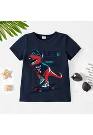 Toddler Boy Graphic Dinosaur and Letter Print Short-sleeve Tee