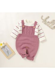 Baby Striped Long-sleeve Splicing Knitted Jumpsuit