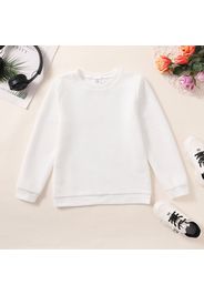 Kid Boy/Kid Girl Textured Solid Color Round-collar Sweatshirt