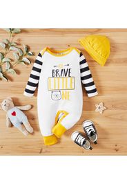 2pcs Baby Boy Letter Print and Stripe Long Sleeve Jumpsuits Set