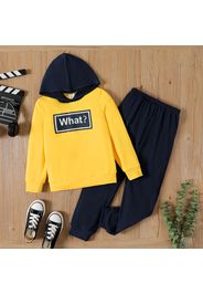 2pcs Kid Boy Letter Print Hoodie/Pullover Sweatshirt and Elasticized Pants Set