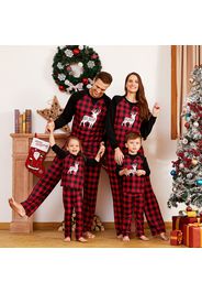 Christmas Deer Print Plaid Design Family Matching Pajamas Sets (Flame Resistant)