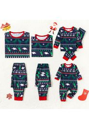 Christmas All Over Dinosaur Print Family Matching Long-sleeve Pajamas Sets (Flame Resistant)