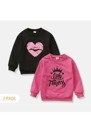 2-Pack Toddler Girl Heart/Letter Print Pullover Sweatshirt