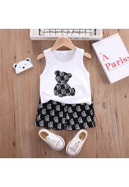 2pcs Baby Boy 95% Cotton Cartoon Bear Print Sleeveless Tank Top and Shorts Set