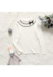 Kid Girl Mock Neck Bowknot Design Base Layers Long-sleeve Sweater