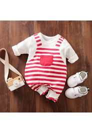 100% Cotton Stripe Print Long-sleeve Baby Navy White Jumpsuit