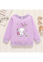 Toddler Graphic Elephant and Butterfly and Floral Print Long-sleeve Pullover