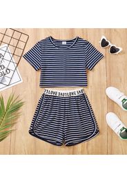 Kid Girl Stripes love Letter Geometric Color Block Suits