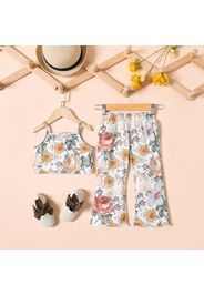 2-piece Toddler Girl Floral Print Camisole Tank Top and Elasticized Pants Set