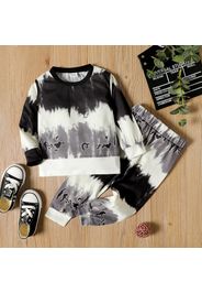 2pcs Toddler Boy Trendy Faux-two Tie Dyed Sweatshirt & Pants Set