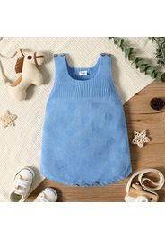 Baby Girl/Boy Button Design Solid Color Sleeveless Knit Romper