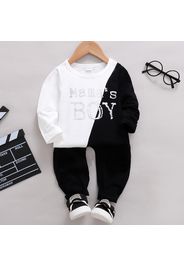 2-piece Toddler Boy Letter Casual Splice Tee and Pants Set