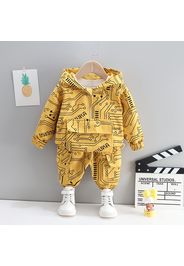 2-piece Toddler Boy Allover Print Zipper Hoodie and Elasticized Pants Set