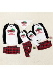 Family Matching Plaid Truck Carrying Christmas Tree Pajamas Sets (Flame Resistant)