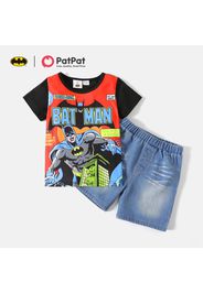 Batman 2-piece Kid Boy Letter Print Tee and Denim Shorts Set