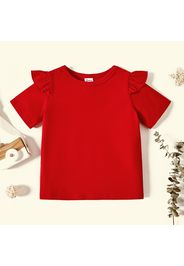 Toddler Graphic Flutter-sleeve Burgundy Short-sleeve Tee