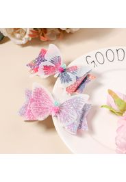 2-pack Colorful Gradient Sequin Butterfly Hair Clip for Girls