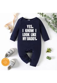 Baby Boy 95% Cotton Long-sleeve Letter Print Jumpsuit