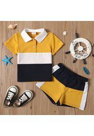 2-piece Toddler Boy Colorblock Short-sleeve Polo Shirt and Shorts Set