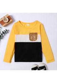 Kid Girl Colorblock Sequined Long-sleeve Tee