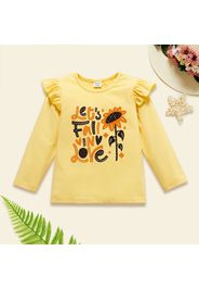 Toddler Girl Graphic Sunflower Print Ruffled Long-sleeve Tee