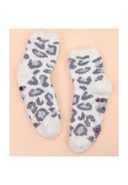 Women Allover Leopard Pattern Autumn Winter Fluffy Socks