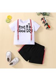 2pcs Baby Girl Giraffe and Letter Print Short-sleeve T-shirt with Shorts Set